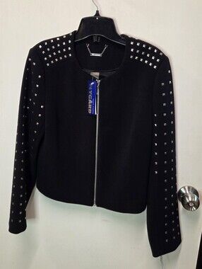 Peter Nygard Black Studded Zip Jacket